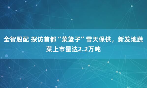 全智股配 探访首都“菜篮子”雪天保供，新发地蔬菜上市量达2.2万吨