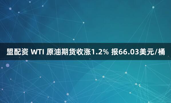盟配资 WTI 原油期货收涨1.2% 报66.03美元/桶